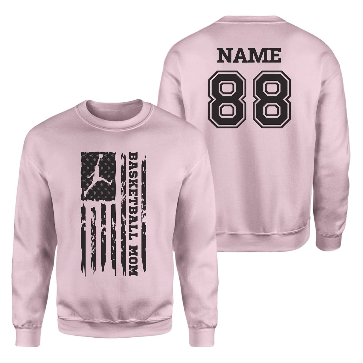 Basketball Mom Vertical Flag With Basketball Player Name on a Sweatshirt with a Black Graphic