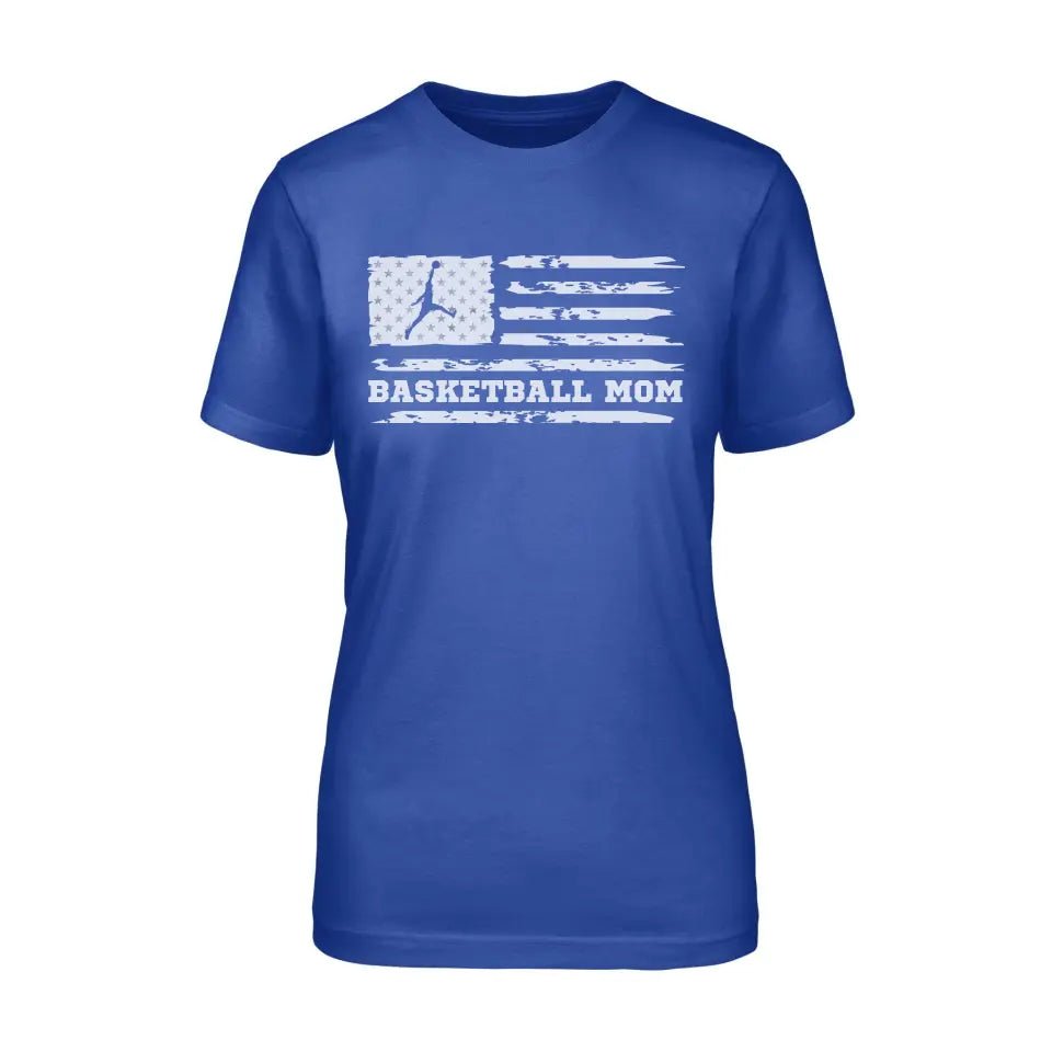 Basketball Mom Horizontal Flag on a Unisex T-Shirt with a White Graphic