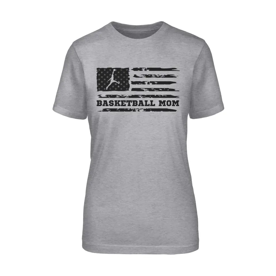 Basketball Mom Horizontal Flag on a Unisex T-Shirt with a Black Graphic