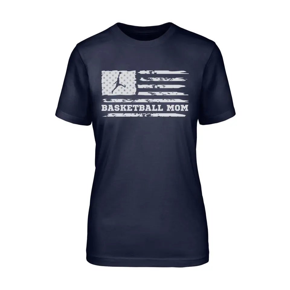 Basketball Mom Horizontal Flag on a Unisex T-Shirt with a White Graphic