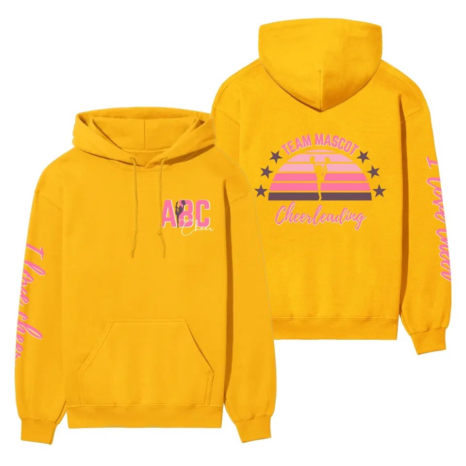 Retro Sunset Cheerleader on a Hoodie