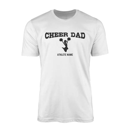 Cheer Dad with Cheerleader Icon and Cheerleader Name on a Men's T-Shirt with a Black Graphic