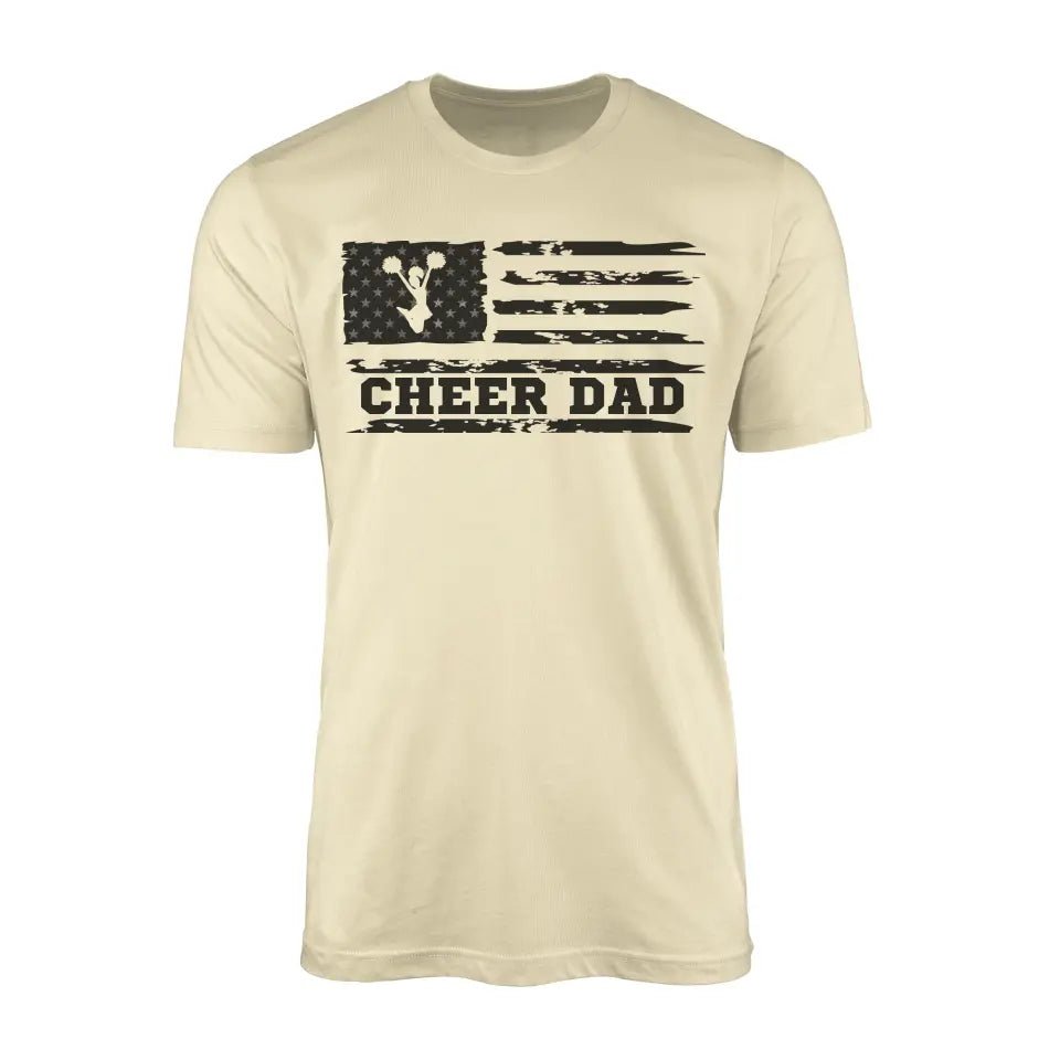 Cheer Dad Horizontal Flag on a Men's T-Shirt with a Black Graphic