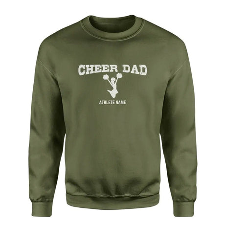 Cheer Dad with Cheerleader Icon and Cheerleader Name on a Sweatshirt with a White Graphic