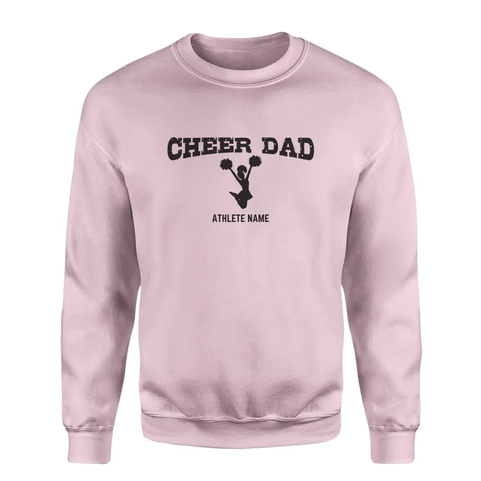 Cheer Dad with Cheerleader Icon and Cheerleader Name on a Sweatshirt with a Black Graphic