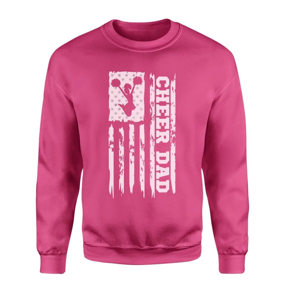 Cheer Dad Vertical Flag on a Sweatshirt with a White Graphic