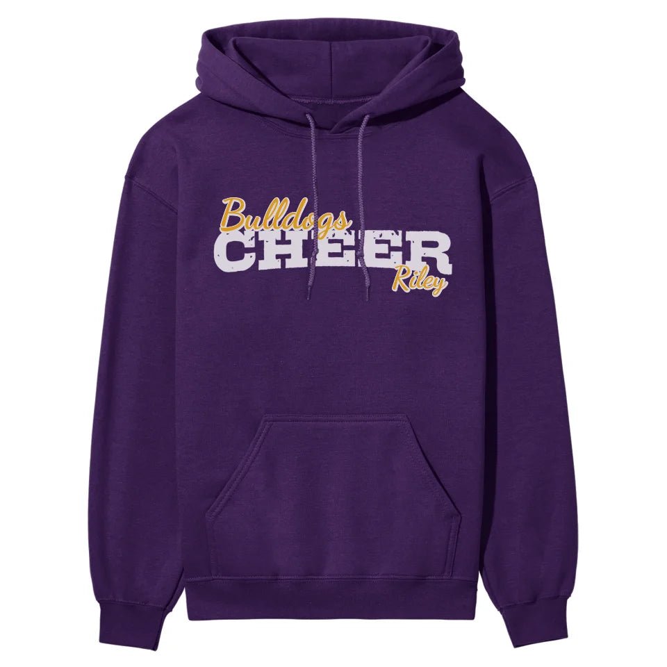 Custom Cheer Mascot and Cheerleader Name on a Hoodie with a White Graphic