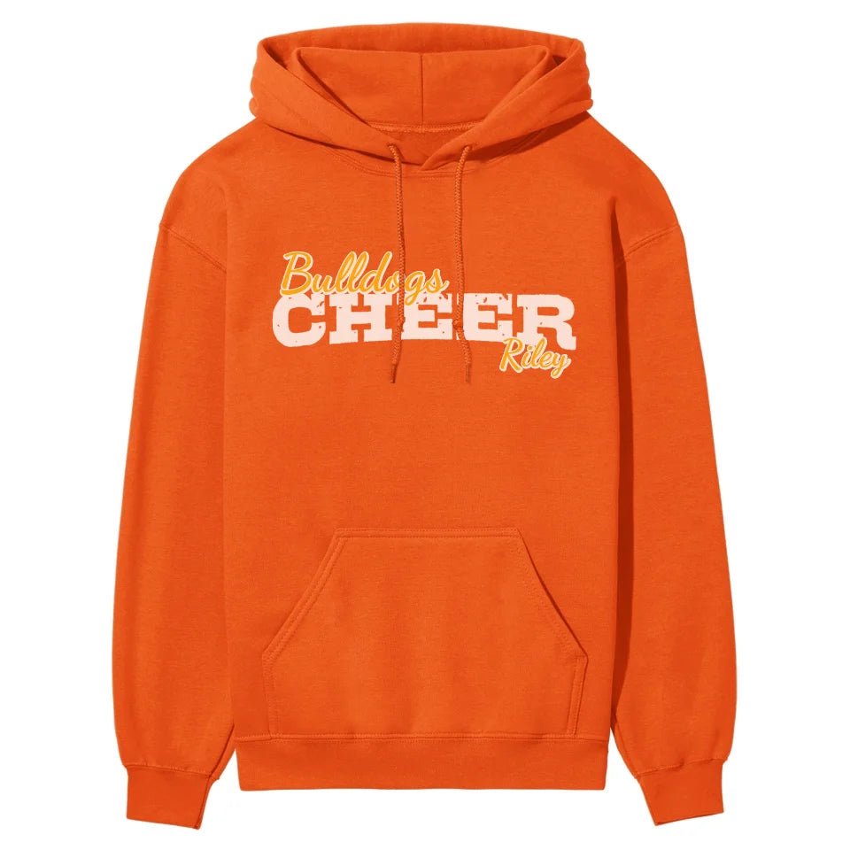Custom Cheer Mascot and Cheerleader Name on a Hoodie with a White Graphic