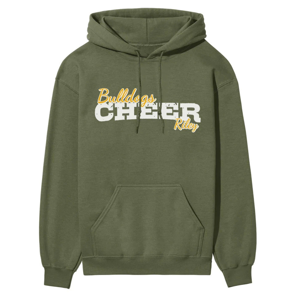 Custom Cheer Mascot and Cheerleader Name on a Hoodie with a White Graphic