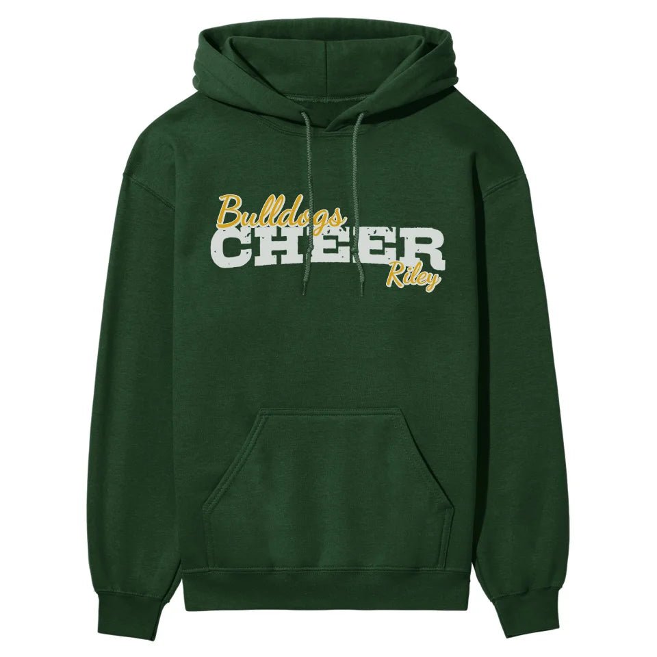 Custom Cheer Mascot and Cheerleader Name on a Hoodie with a White Graphic