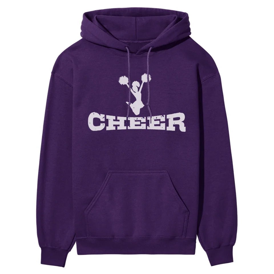Basic Cheer with Cheerleader Icon on a Hoodie with a White Graphic