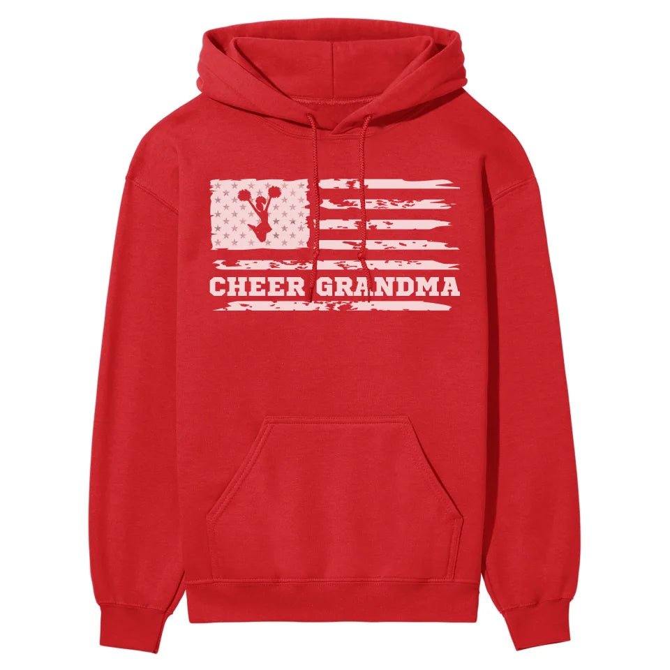 Cheer Grandma Horizontal Flag on a Hoodie with a White Graphic