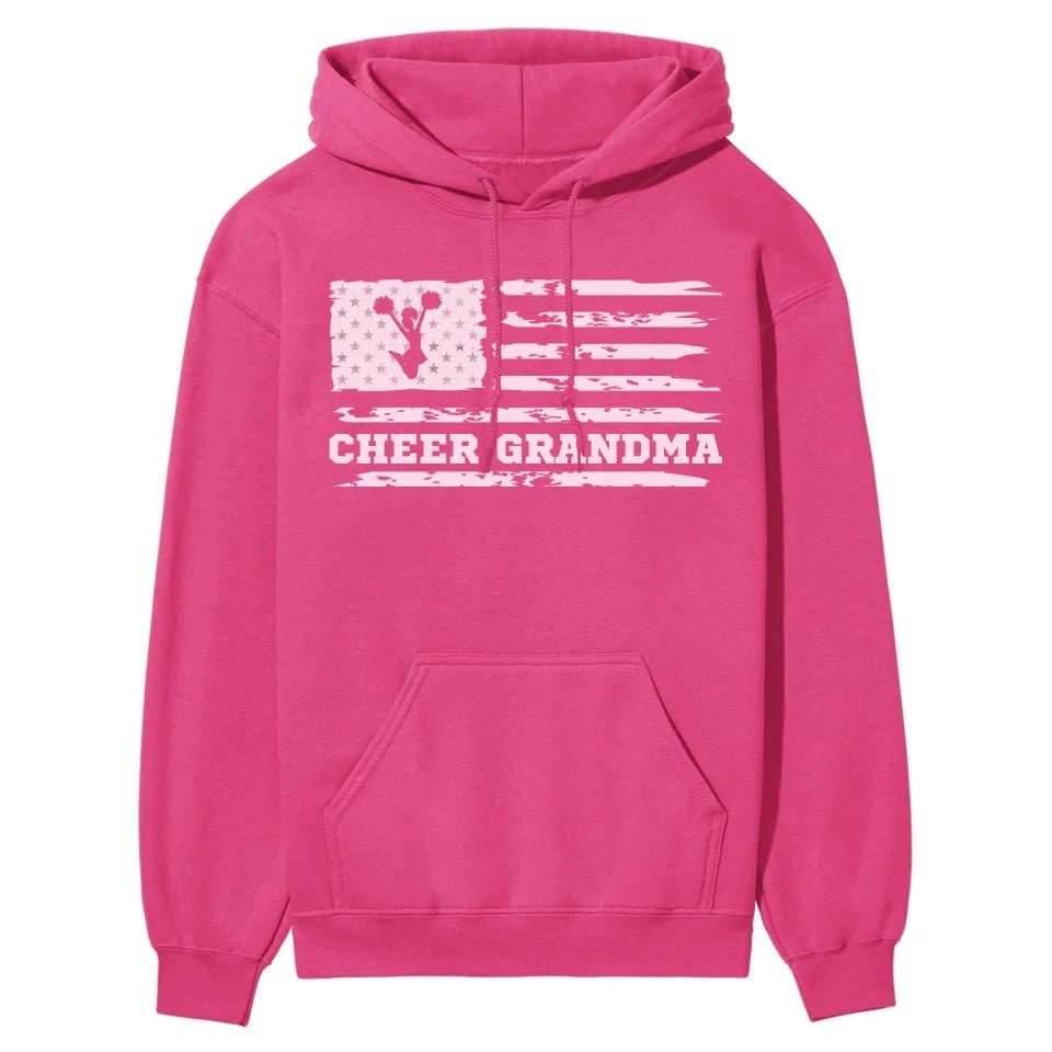 Cheer Grandma Horizontal Flag on a Hoodie with a White Graphic