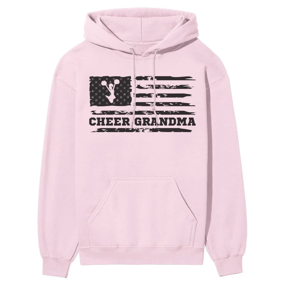 Cheer Grandma Horizontal Flag on a Hoodie with a Black Graphic