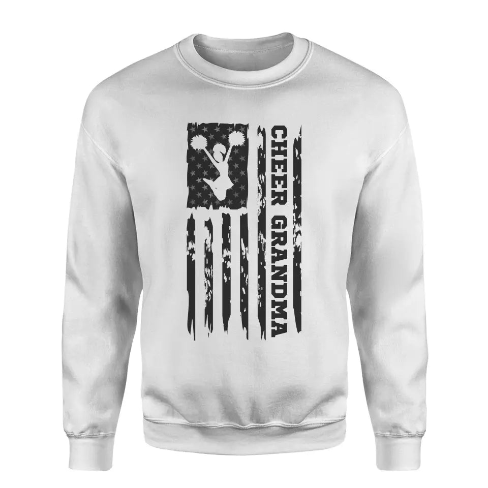 Cheer Grandma Vertical Flag on a Sweatshirt with a Black Graphic