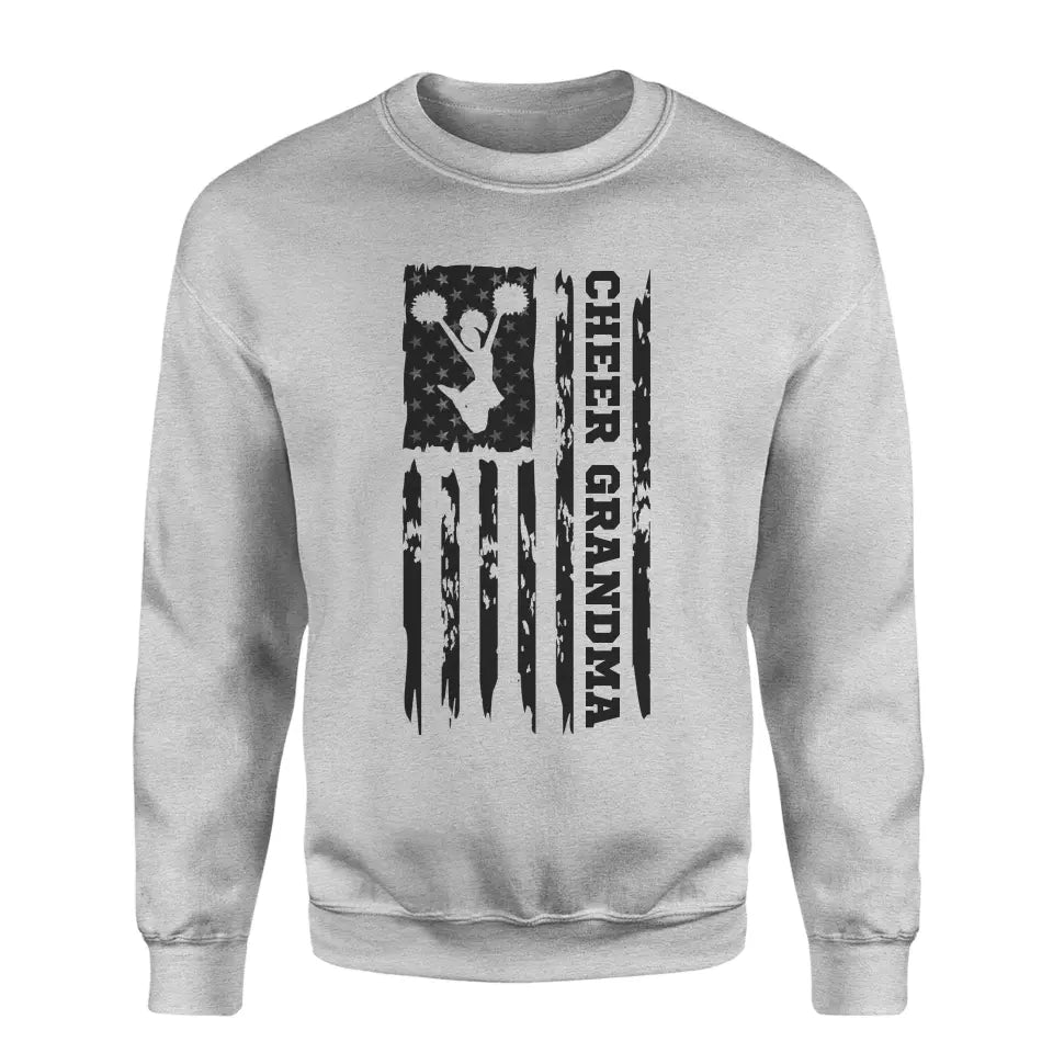 Cheer Grandma Vertical Flag on a Sweatshirt with a Black Graphic