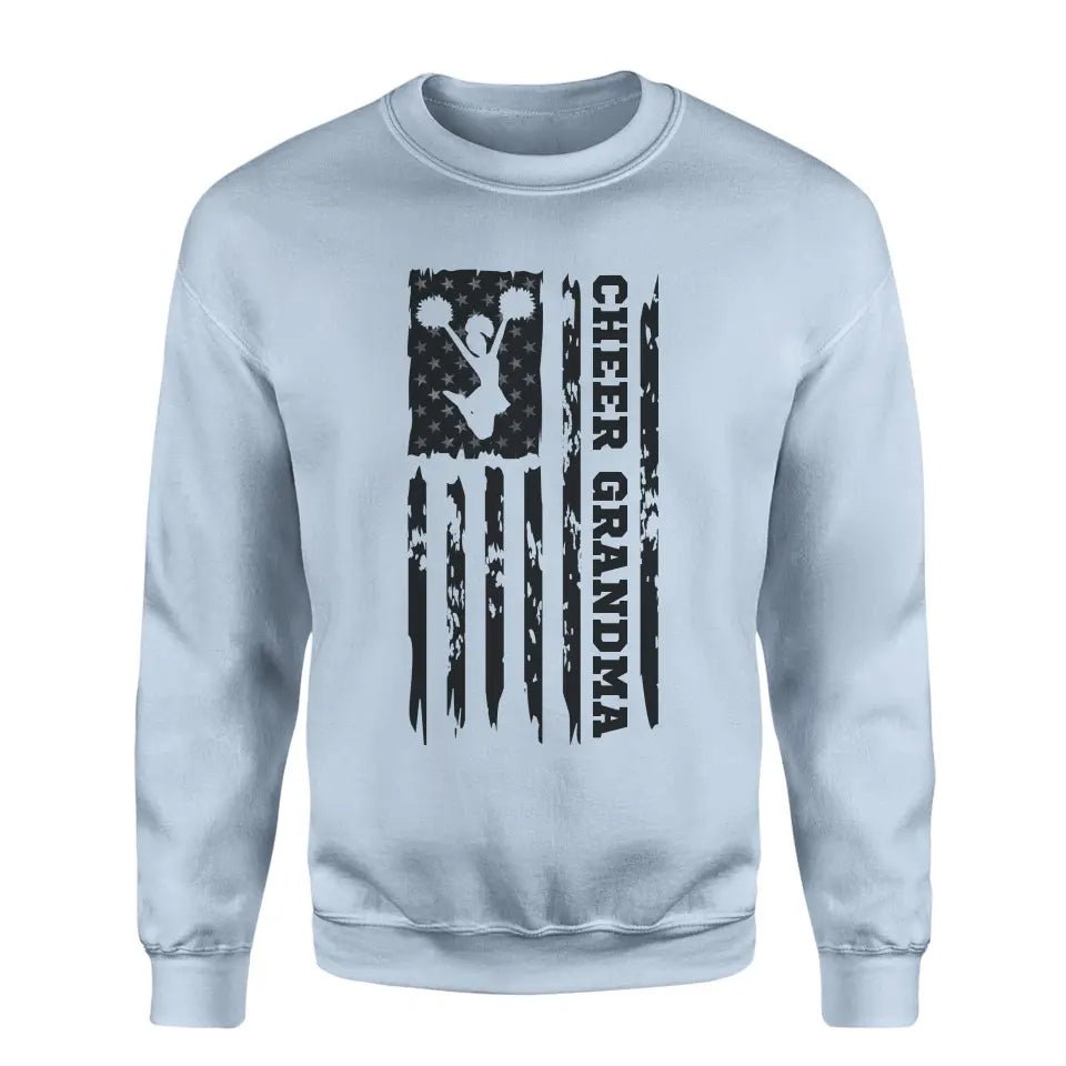 Cheer Grandma Vertical Flag on a Sweatshirt with a Black Graphic