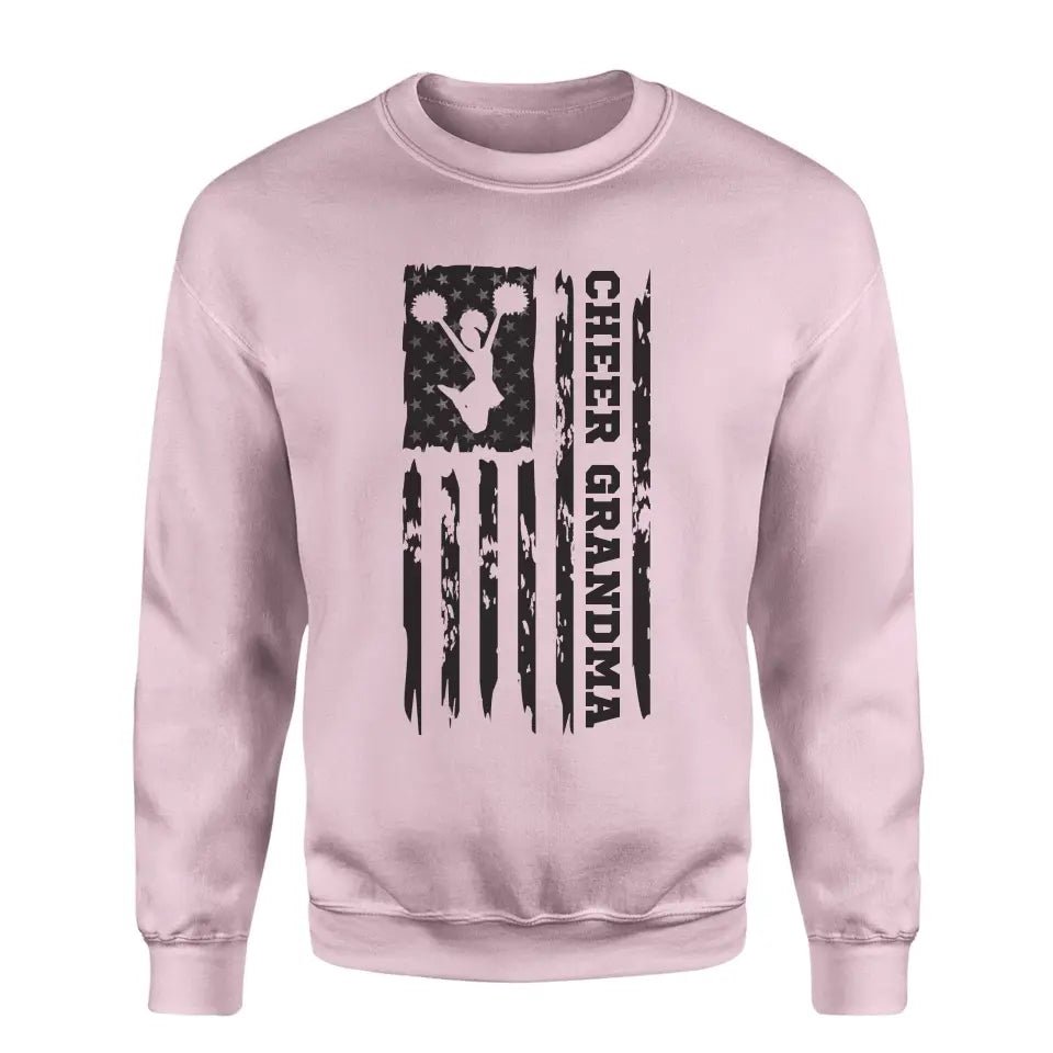 Cheer Grandma Vertical Flag on a Sweatshirt with a Black Graphic