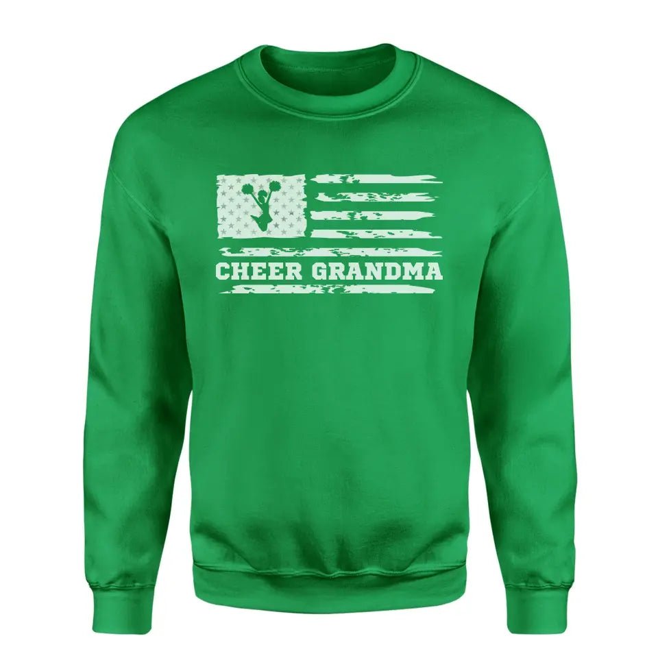Cheer Grandma Horizontal Flag on a Sweatshirt with a White Graphic