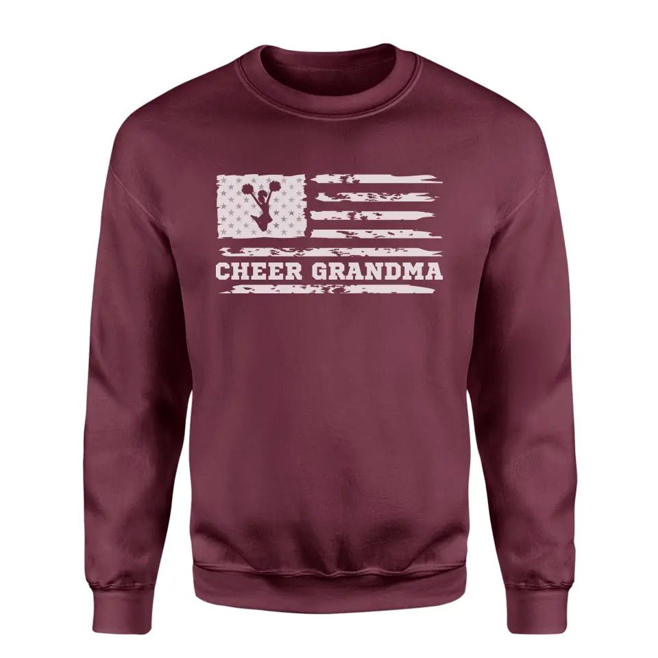 Cheer Grandma Horizontal Flag on a Sweatshirt with a White Graphic