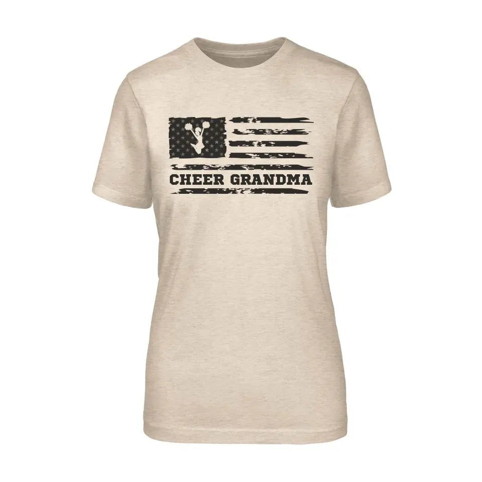 Cheer Grandma Horizontal Flag on a Unisex T-Shirt with a Black Graphic