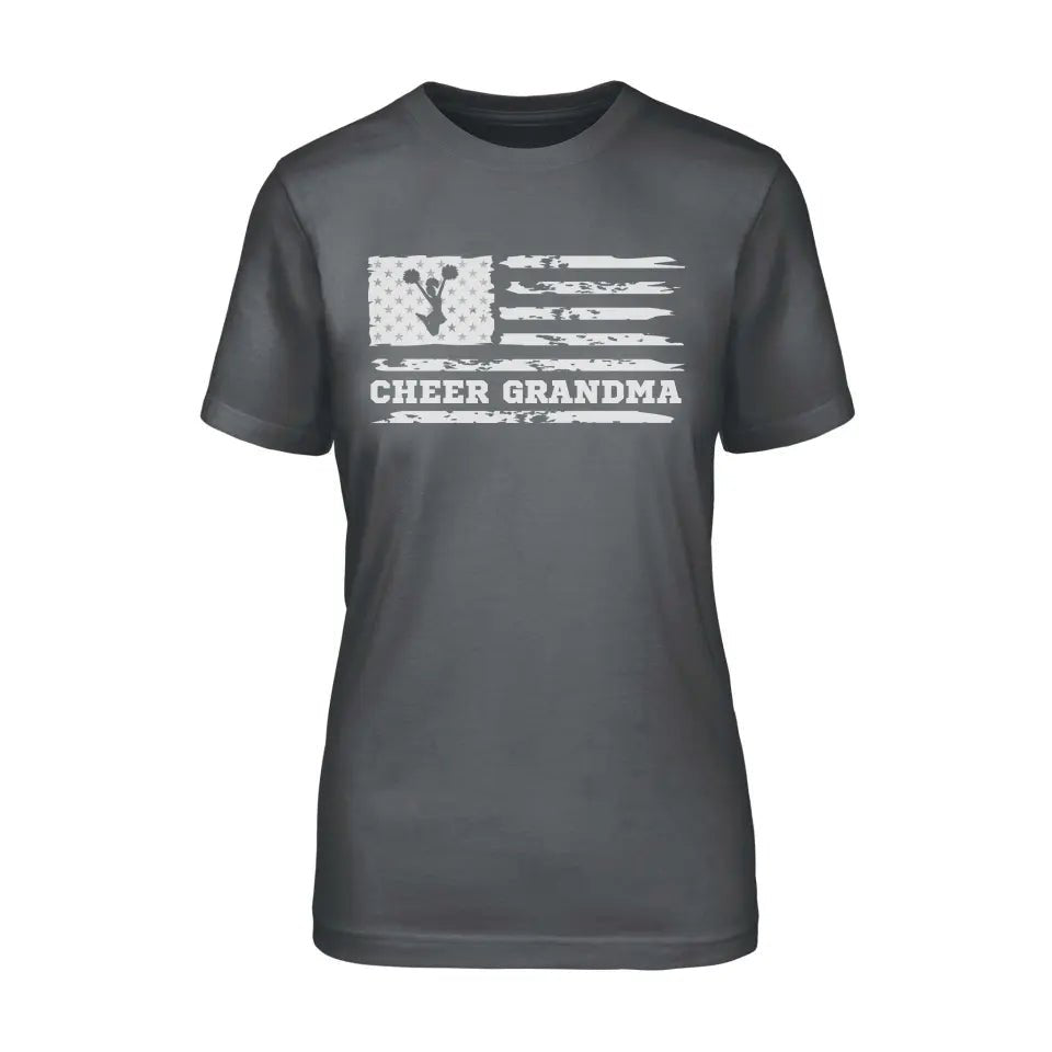 Cheer Grandma Horizontal Flag on a Unisex T-Shirt with a White Graphic