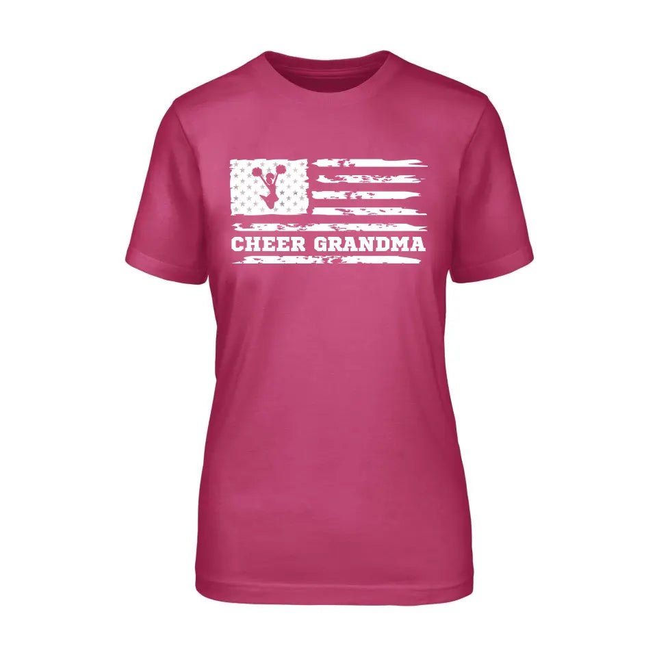 Cheer Grandma Horizontal Flag on a Unisex T-Shirt with a White Graphic