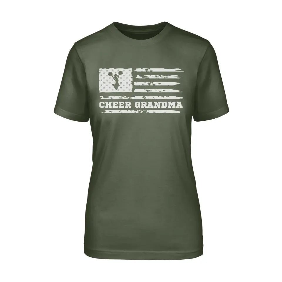 Cheer Grandma Horizontal Flag on a Unisex T-Shirt with a White Graphic