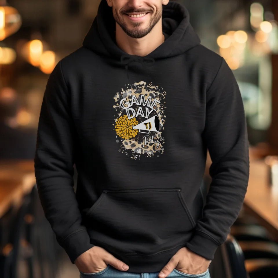 Custom Game Day Cheer Graphic on a Hoodie