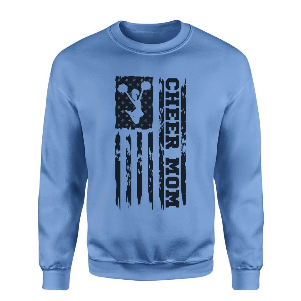 Cheer Mom Vertical Flag on a Sweatshirt with a Black Graphic