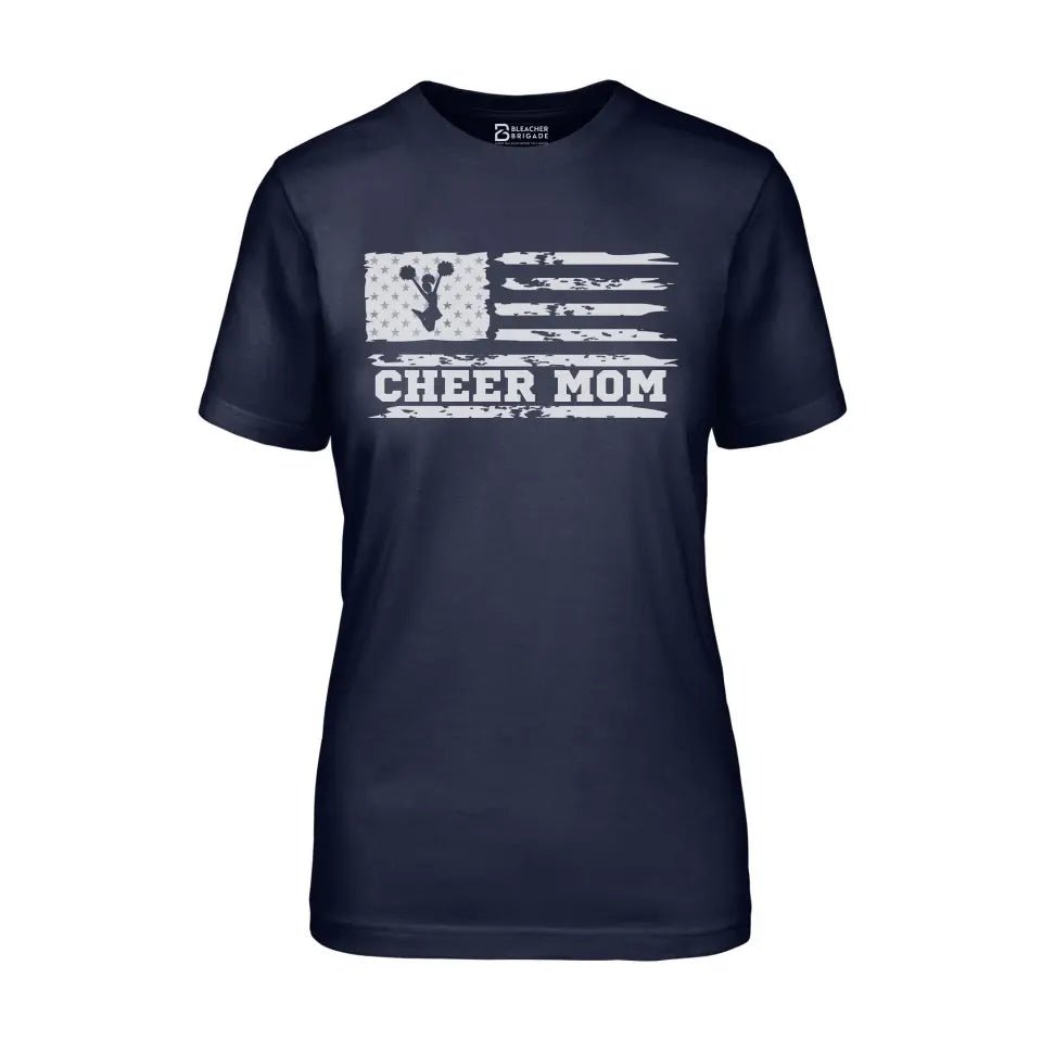 Cheer Mom Horizontal Flag on a Unisex T-Shirt with a White Graphic