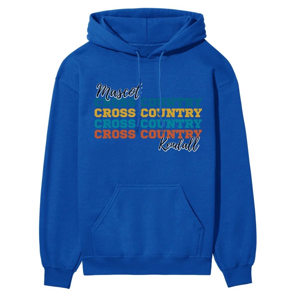 Personalized Cross Country Cross Country Cross Country on a Hoodie With Mascot and Cross Country Runner Name on a Hoodie