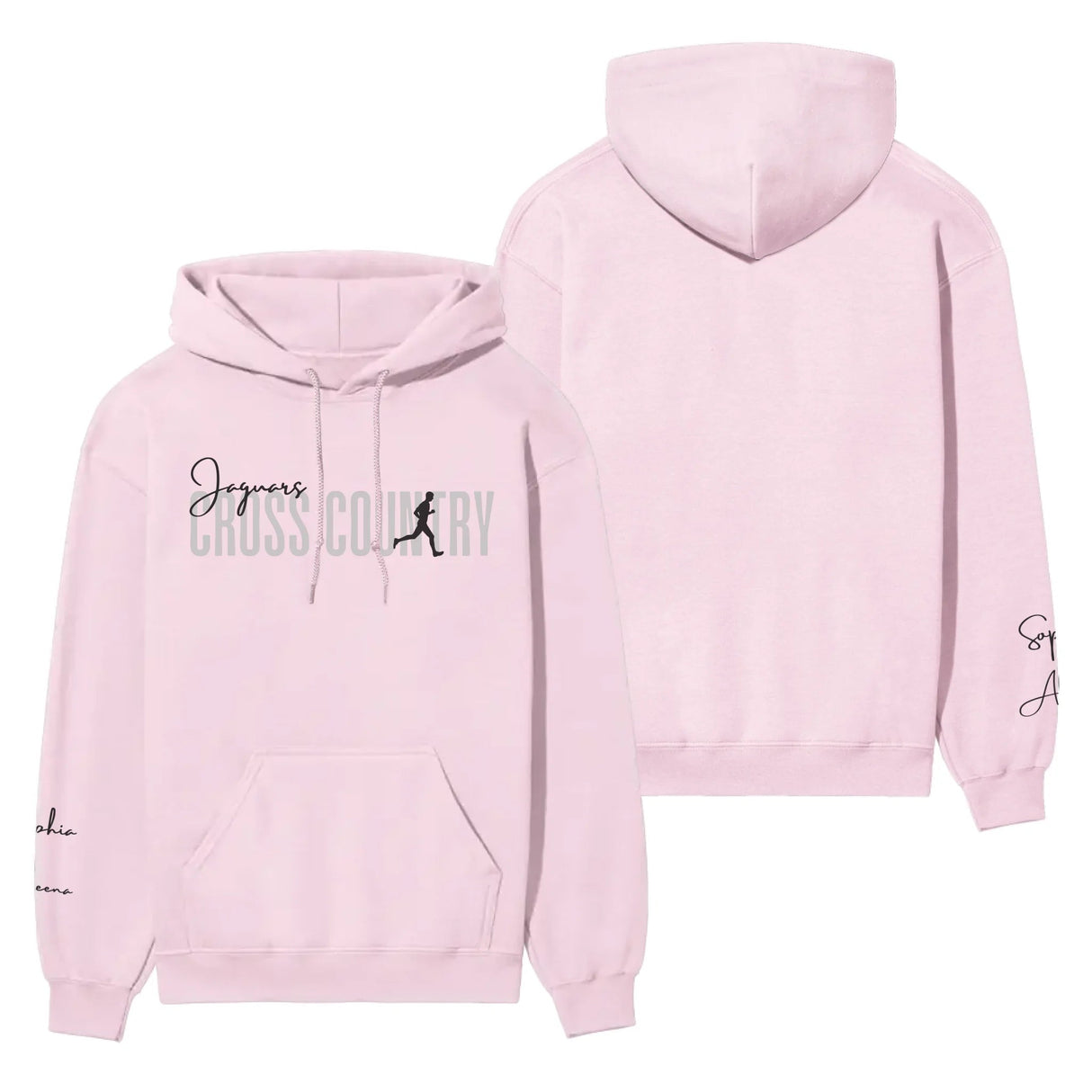 Personalized Cross Country on a Hoodie With Modern Bold Designs and Cross Country Runner Name on Sleeve on a Hoodie
