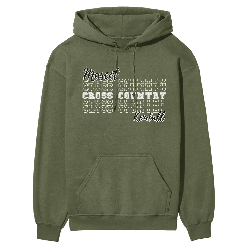 Custom Cross Country on a Sweatshirt With Mascot and Cross Country Runner Name on a Hoodie