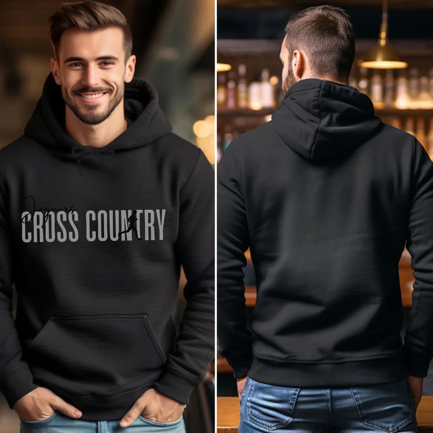 Personalized Cross Country on a Hoodie With Modern Bold Designs and Cross Country Runner Name on Sleeve on a Hoodie