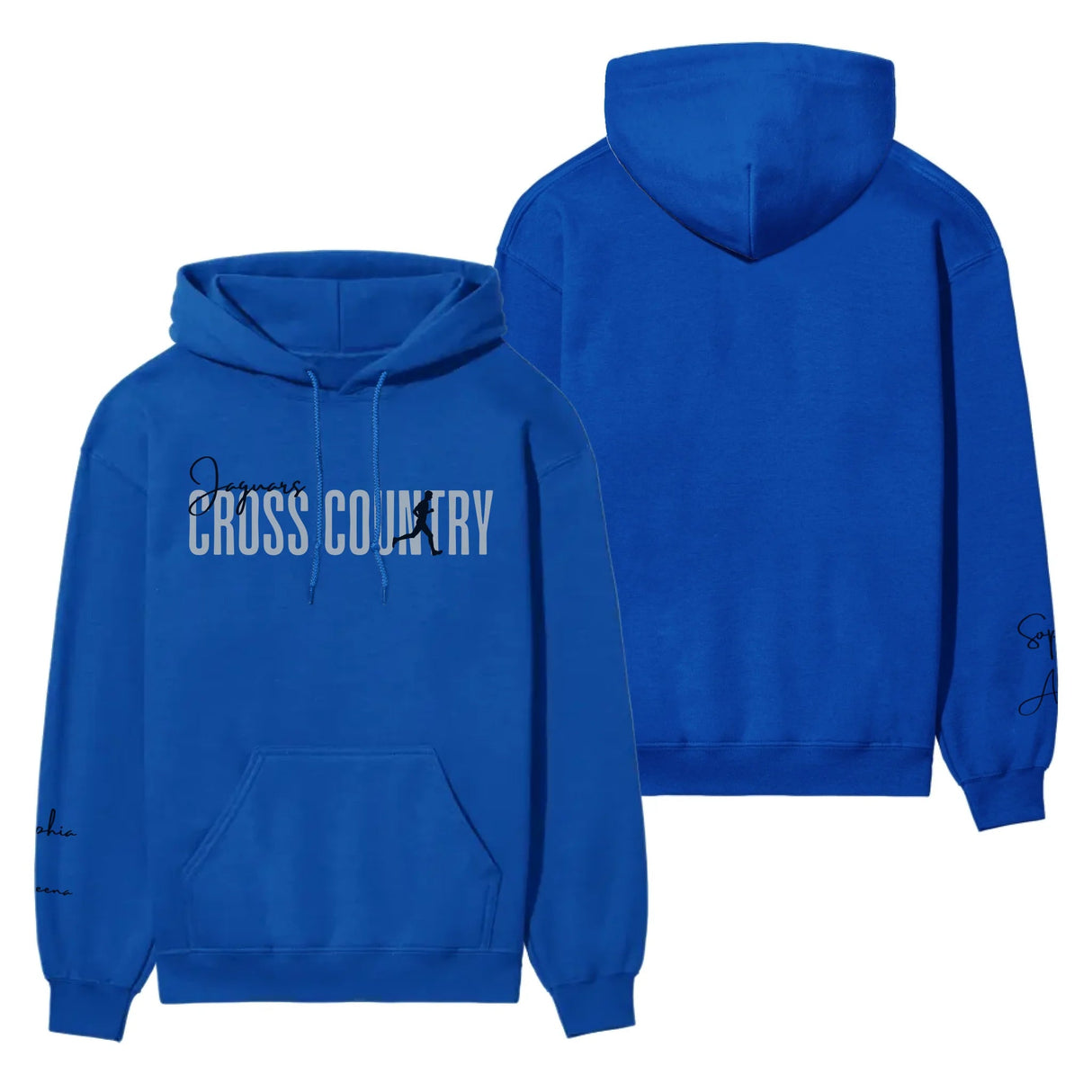 Personalized Cross Country on a Hoodie With Modern Bold Designs and Cross Country Runner Name on Sleeve on a Hoodie