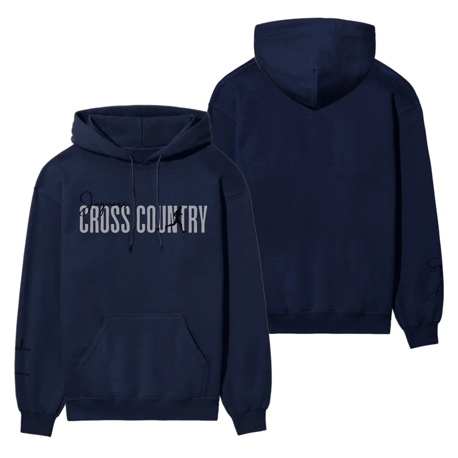 Personalized Cross Country on a Hoodie With Modern Bold Designs and Cross Country Runner Name on Sleeve on a Hoodie