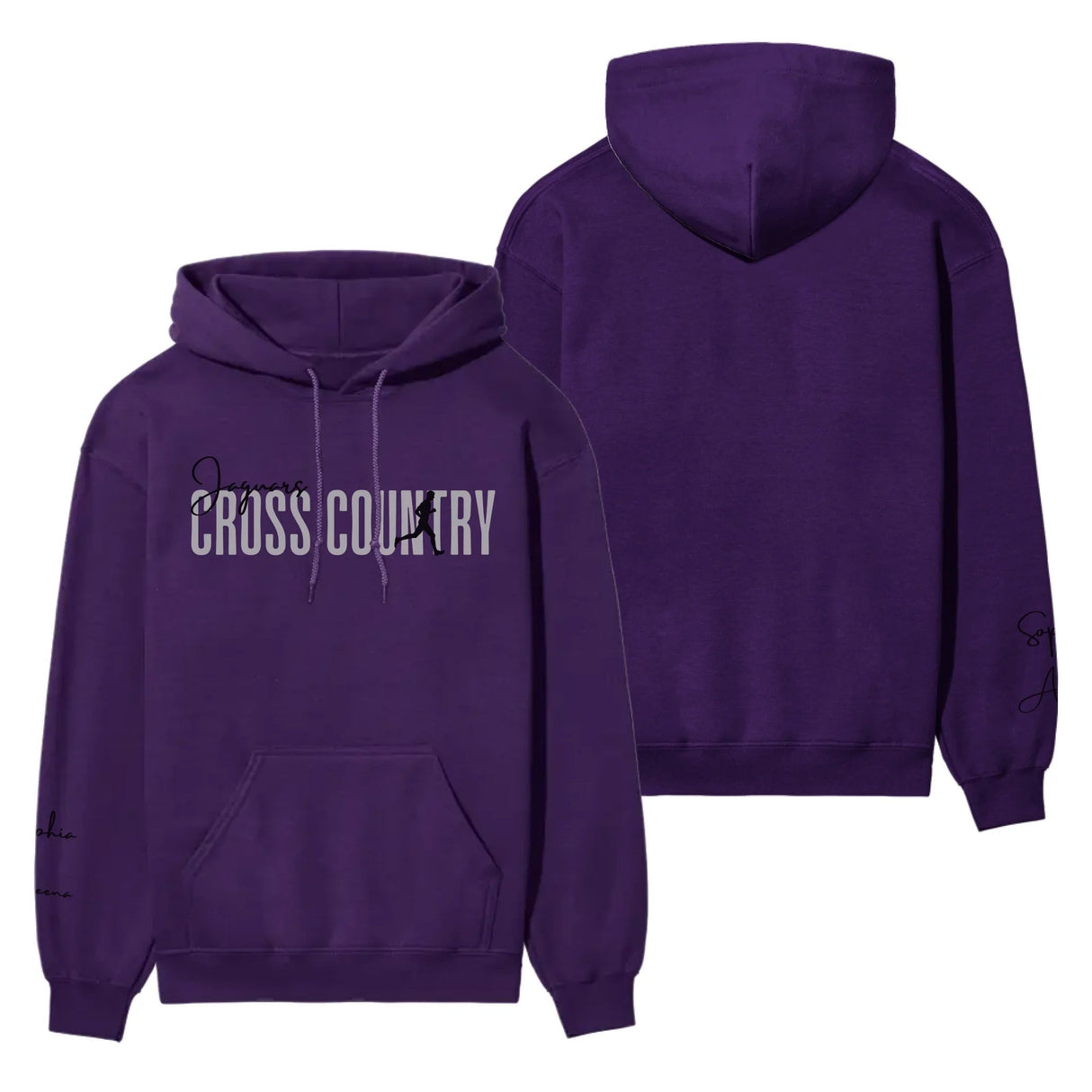 Personalized Cross Country on a Hoodie With Modern Bold Designs and Cross Country Runner Name on Sleeve on a Hoodie