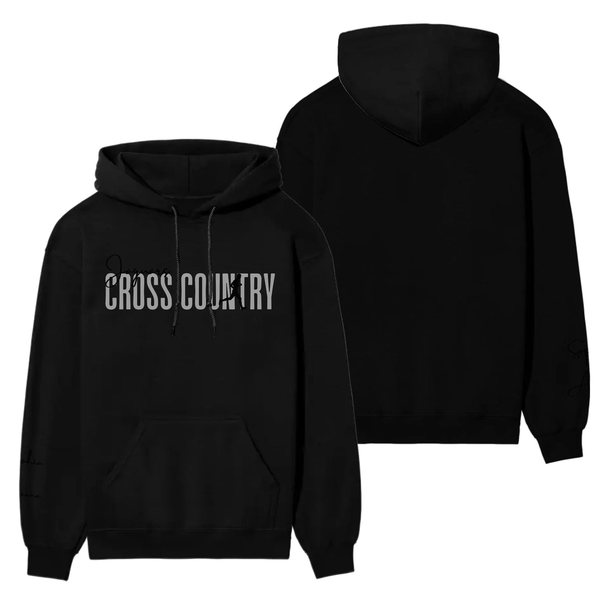 Personalized Cross Country on a Hoodie With Modern Bold Designs and Cross Country Runner Name on Sleeve on a Hoodie