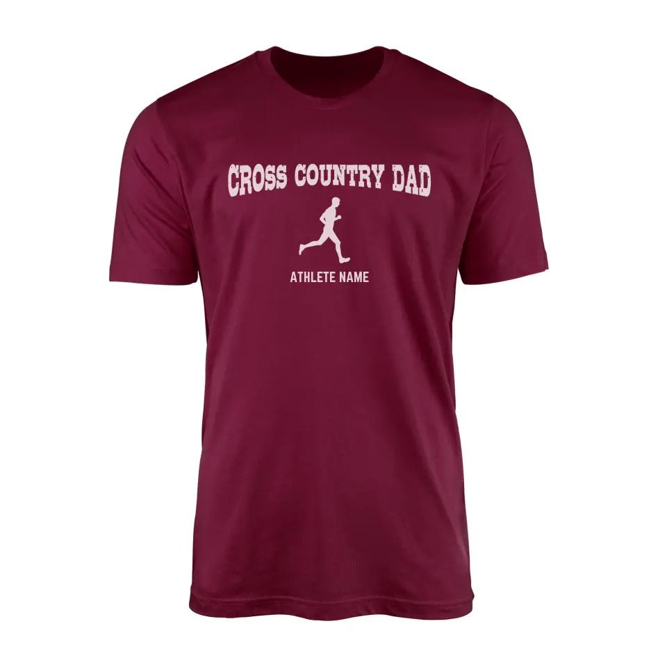 Cross Country Dad with Cross Country Runner Icon and Cross Country Runner Name on a Men's T-Shirt with a White Graphic