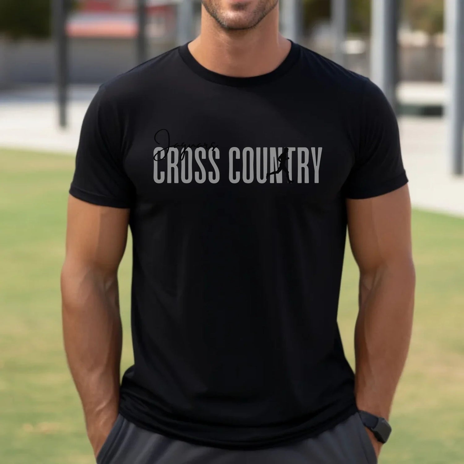 Personalized Cross Country Shirt With Modern Bold Design on a Unisex T-Shirt