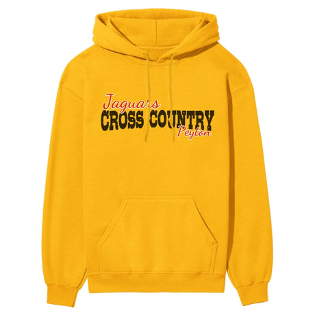 Custom Cross Country Mascot and Cross Country Runner Name on a Hoodie with a Black Graphic