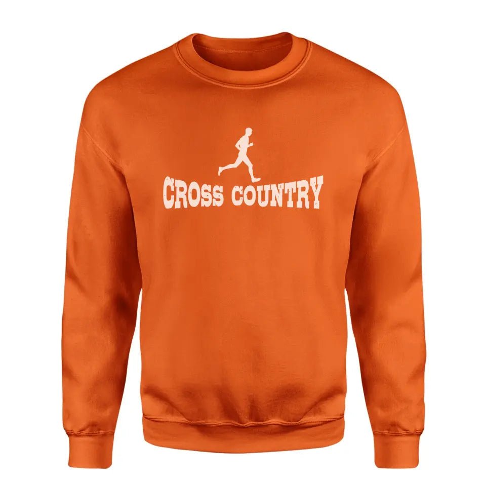 Basic Cross Country with Cross Country Runner Icon on a Sweatshirt with a White Graphic