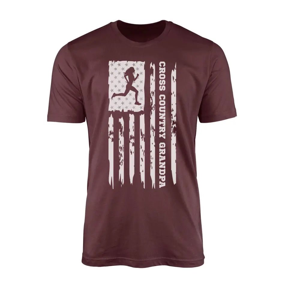 Cross Country Grandpa Vertical Flag on a Men's T-Shirt with a White Graphic