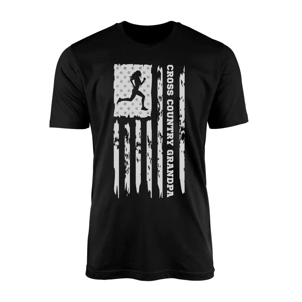Cross Country Grandpa Vertical Flag on a Men's T-Shirt with a White Graphic