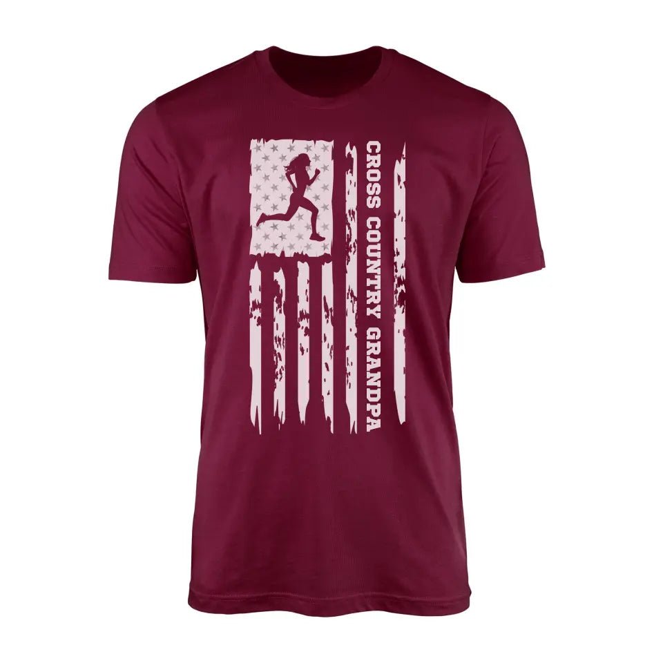Cross Country Grandpa Vertical Flag on a Men's T-Shirt with a White Graphic