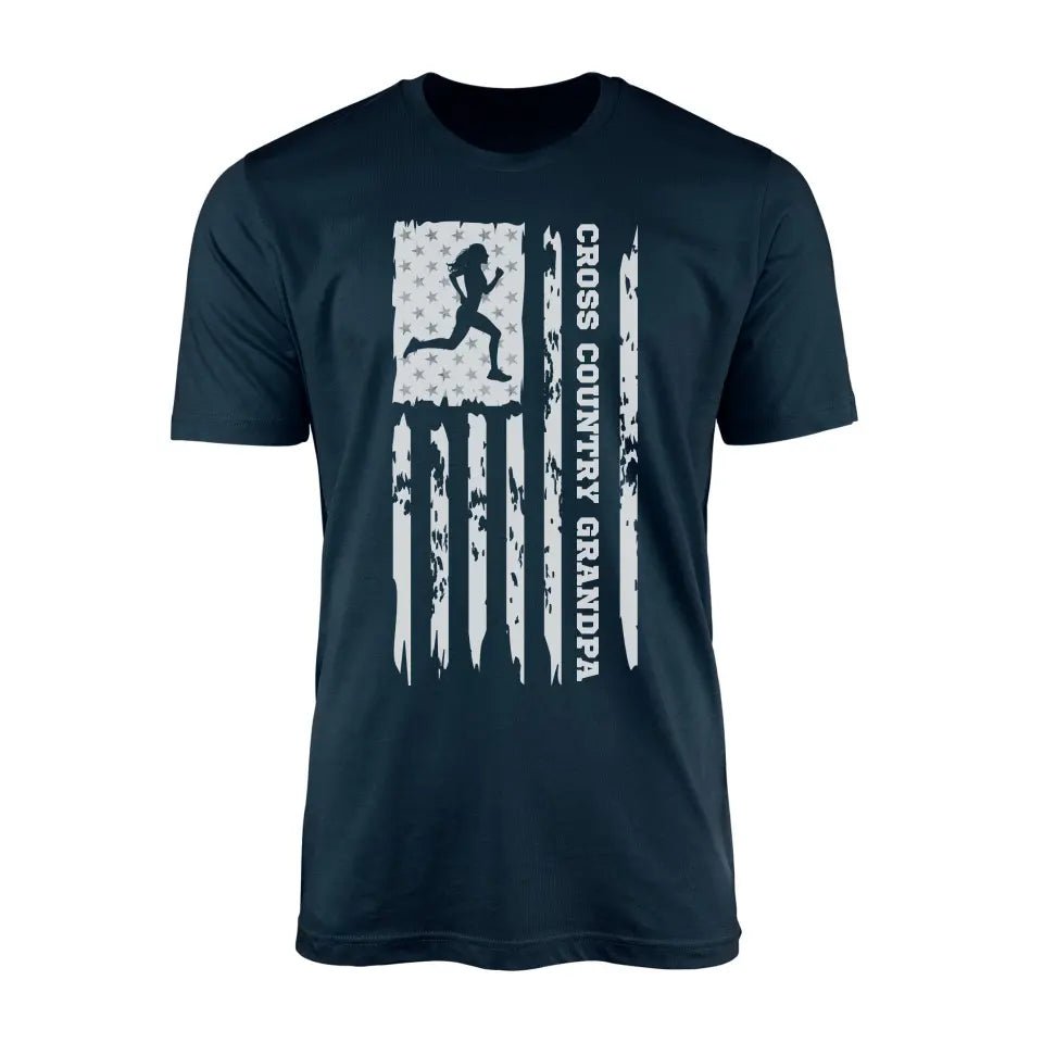 Cross Country Grandpa Vertical Flag on a Men's T-Shirt with a White Graphic