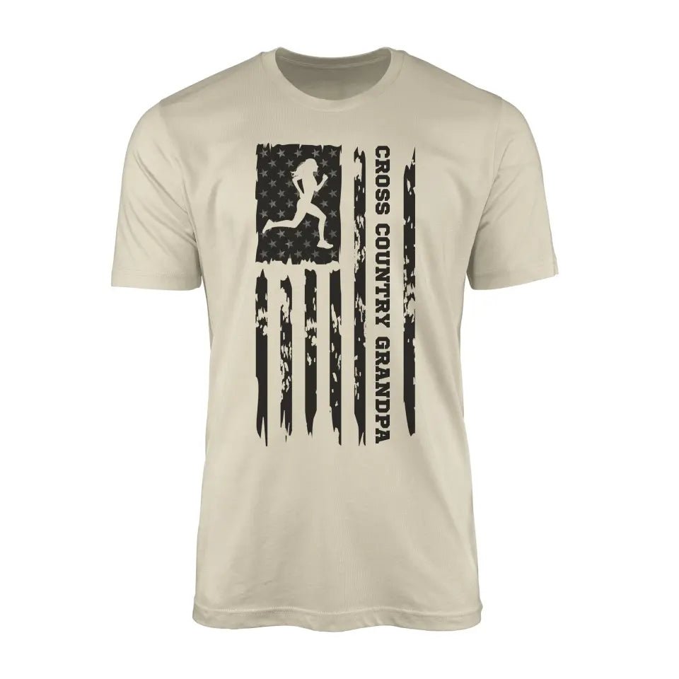 Cross Country Grandpa Vertical Flag on a Men's T-Shirt with a Black Graphic