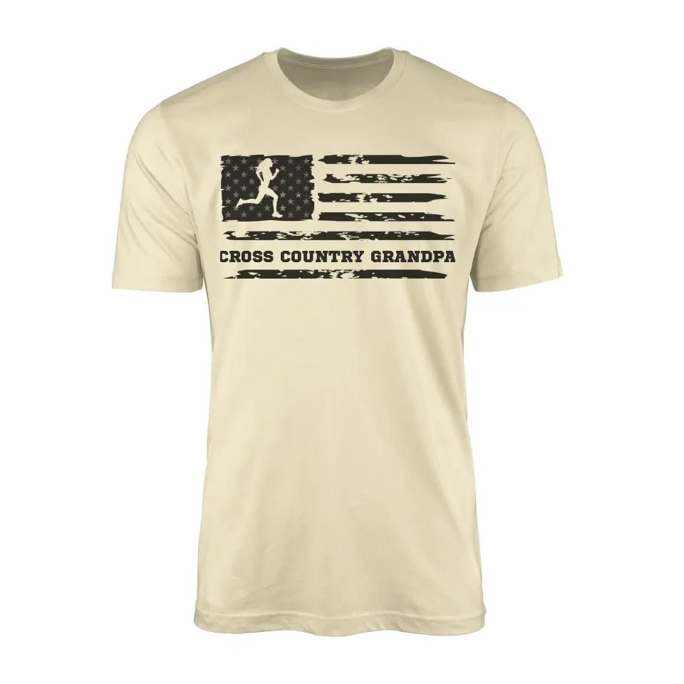 Cross Country Grandpa Horizontal Flag on a Men's T-Shirt with a Black Graphic