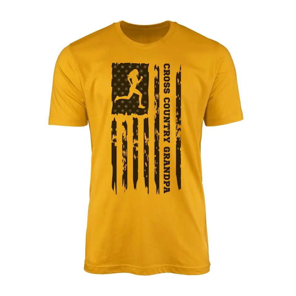 Cross Country Grandpa Vertical Flag on a Men's T-Shirt with a Black Graphic